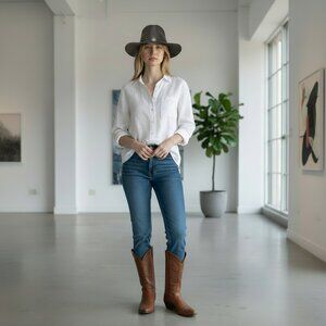 Vintage Dark Brown Leather Cowboy Hat | Soft Flexible Western Hat w/ Chin Strap